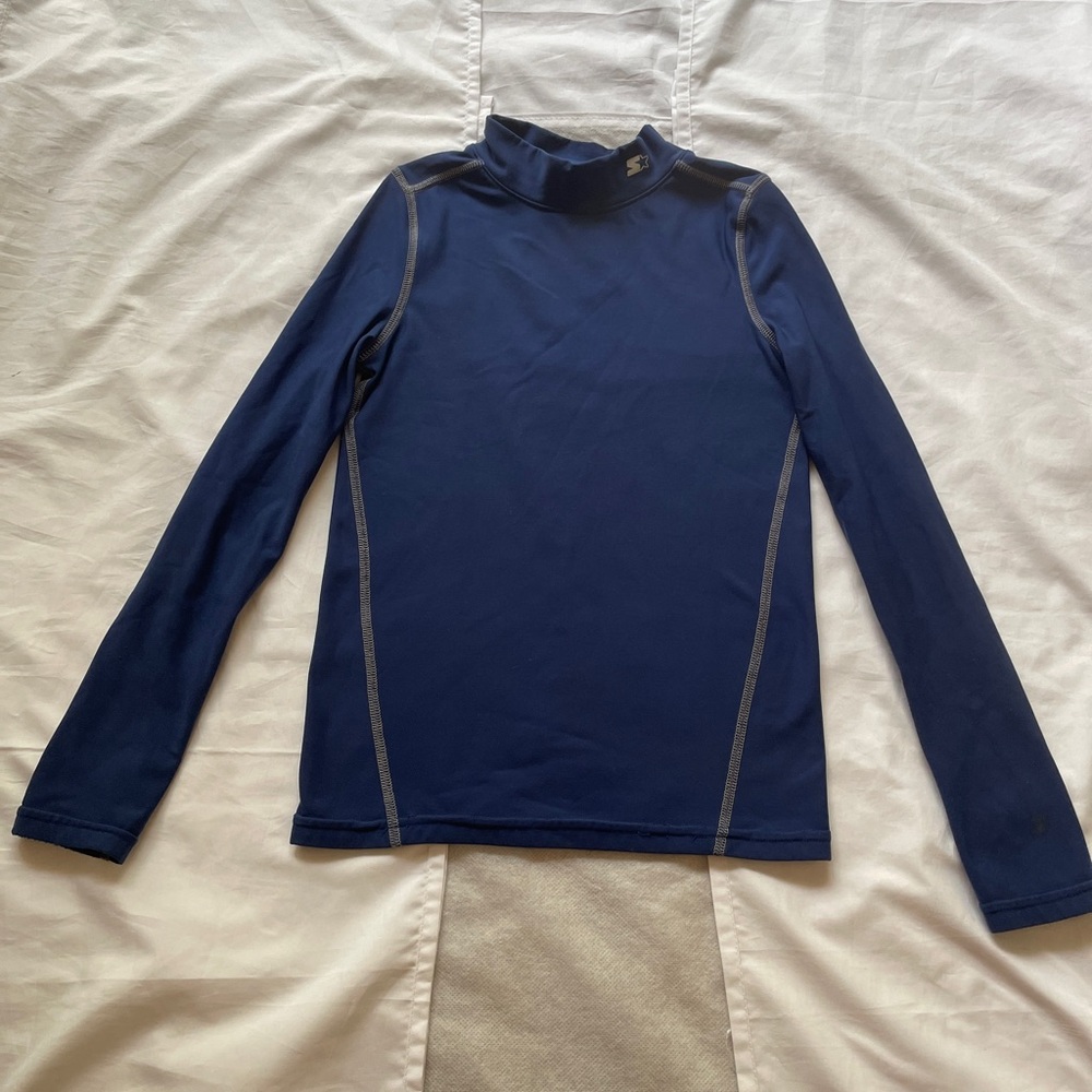Starter Youth Navy Compression Shirt, XS